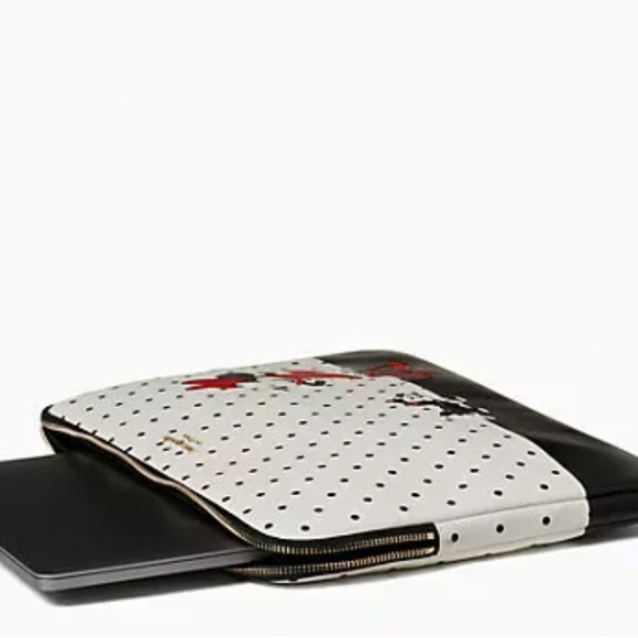 Kate Spade Disney X  Minnie Mouse Universal Laptop Sleeve Polka Dots Black - Picture 2 of 3